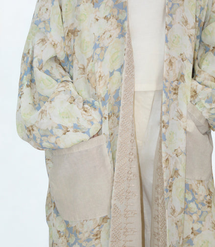 Kimono Réversible Beige & Floral