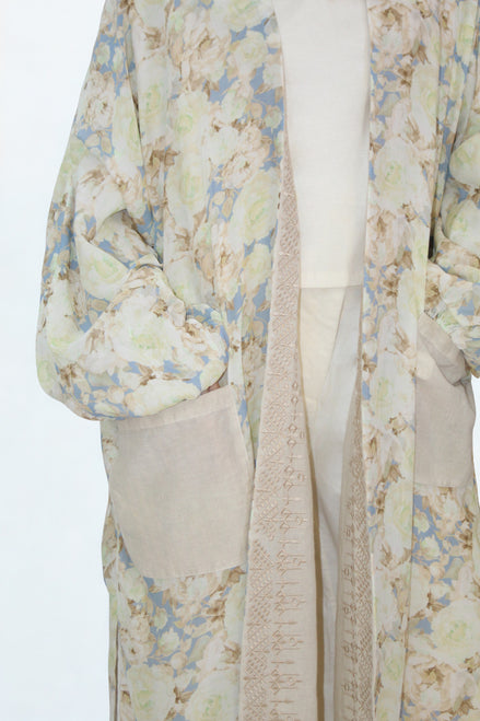 Kimono Réversible Beige & Floral
