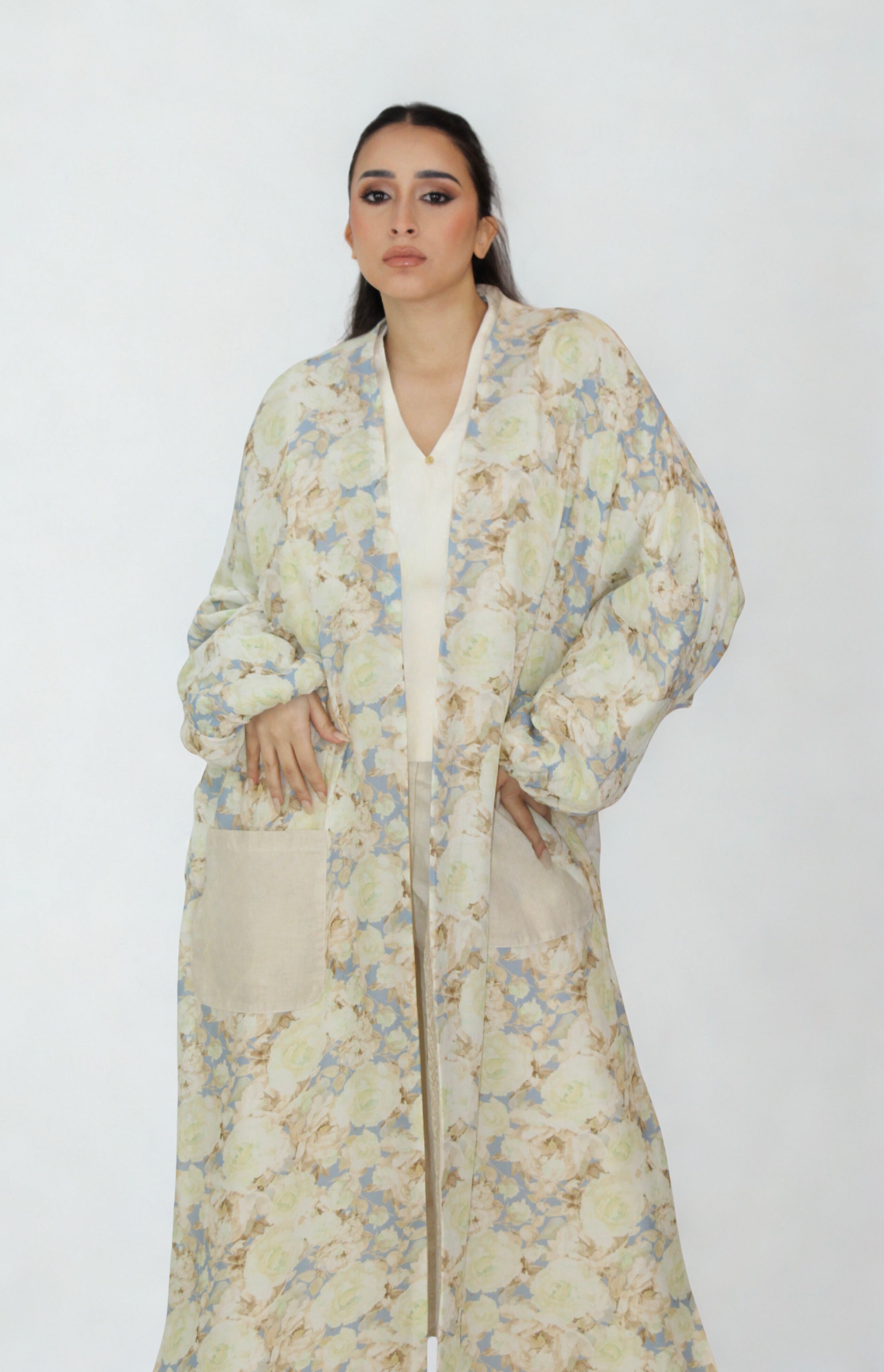 Kimono Réversible Beige & Floral