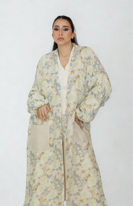 Kimono Réversible Beige & Floral