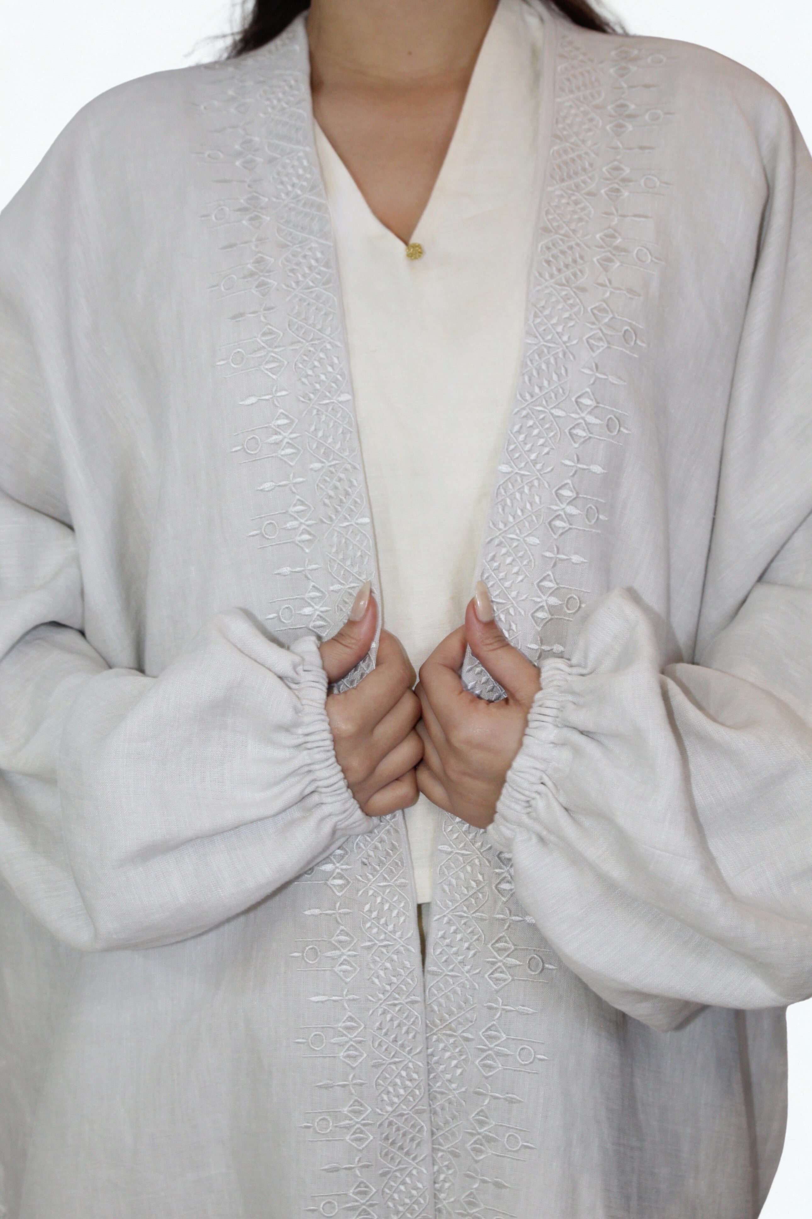 Kimono Beige Brodé
