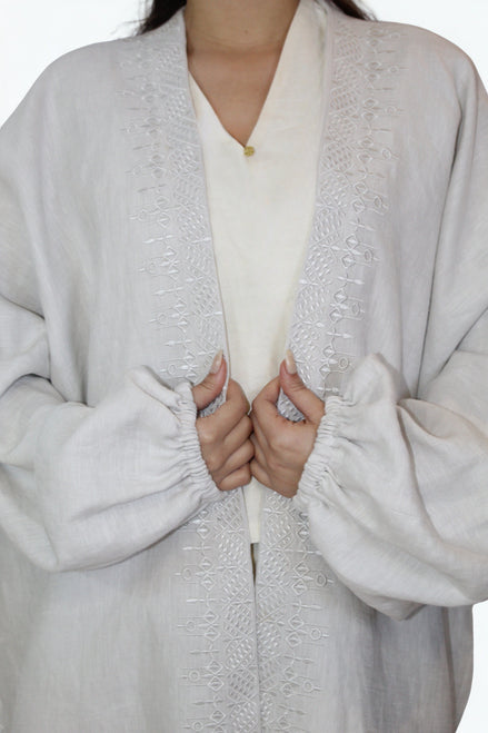Kimono Beige Brodé