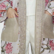 Kimono Réversible Floral & Beige