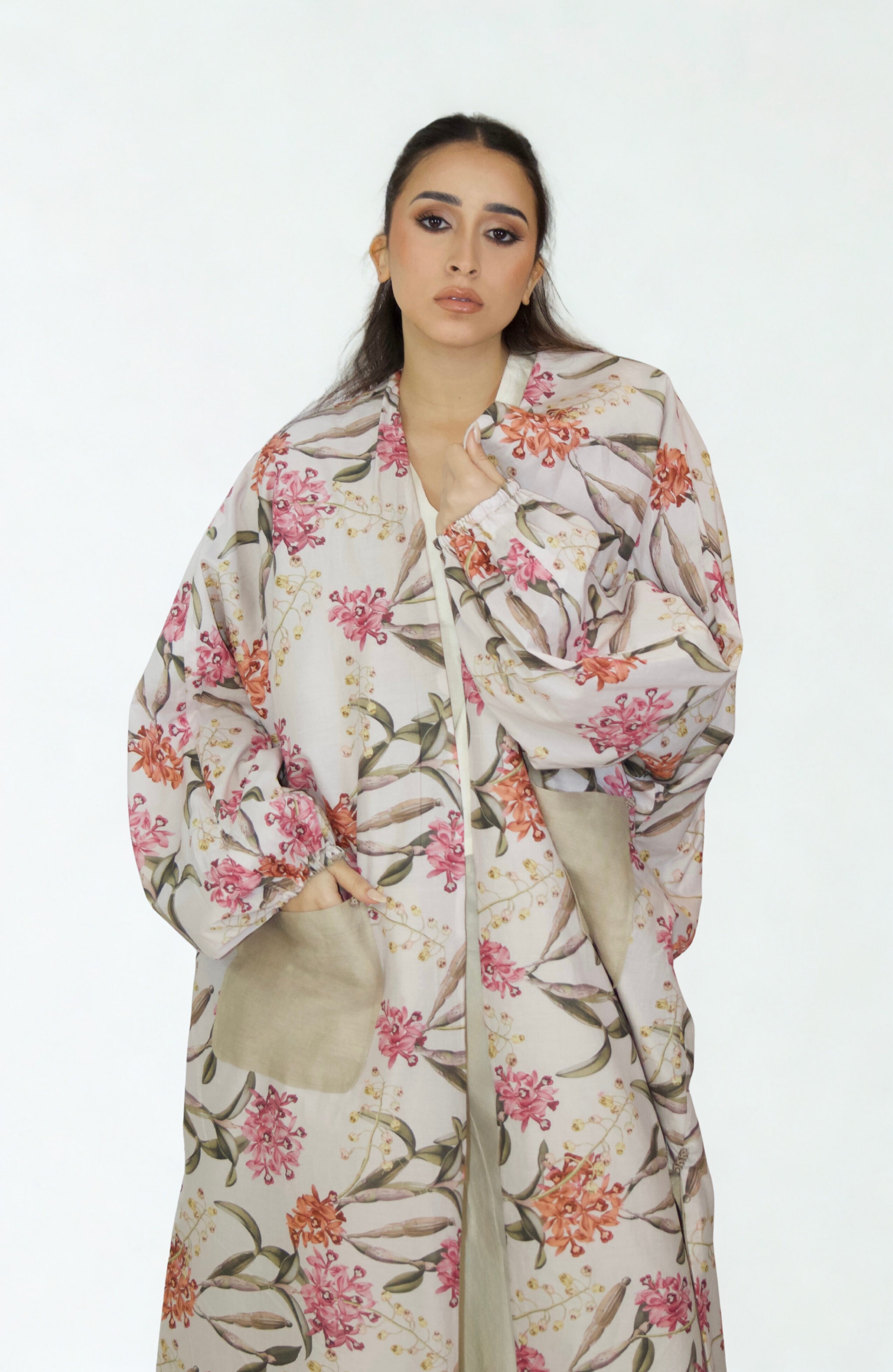 Kimono Réversible Floral & Beige