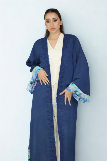 Kimono Réversible Bleu Floral