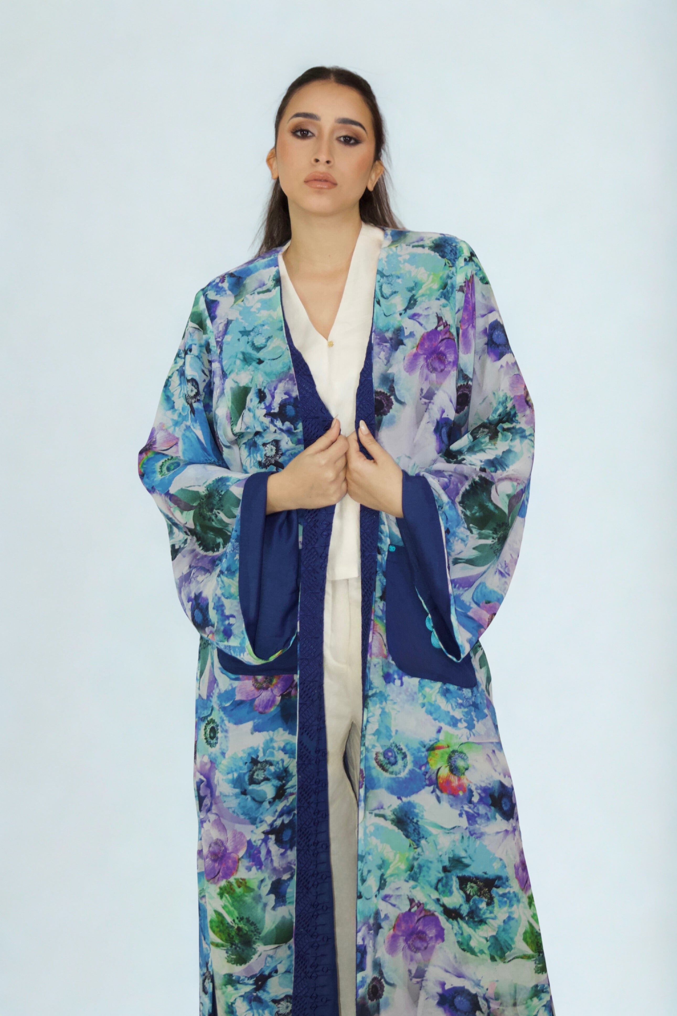 Kimono Réversible Bleu Floral