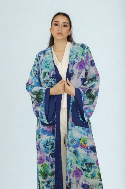 Kimono Réversible Bleu Floral