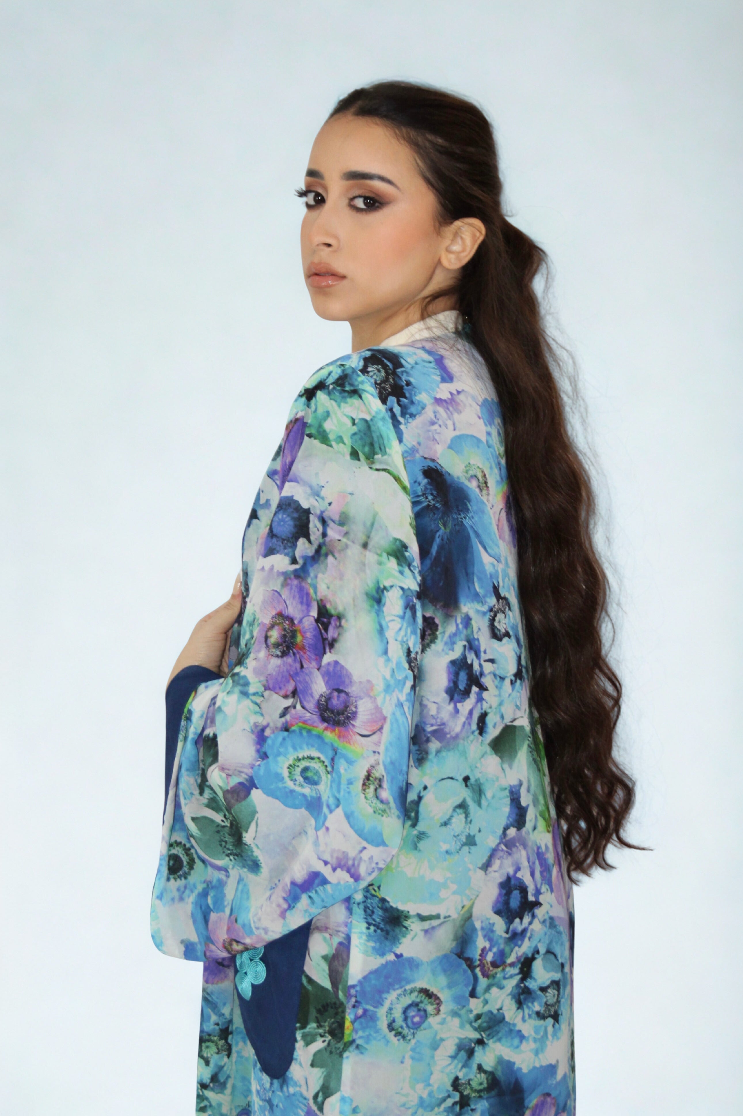 Kimono Réversible Bleu Floral