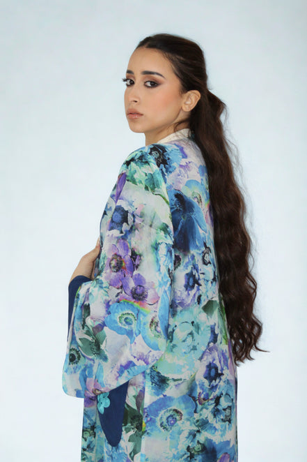 Kimono Réversible Bleu Floral