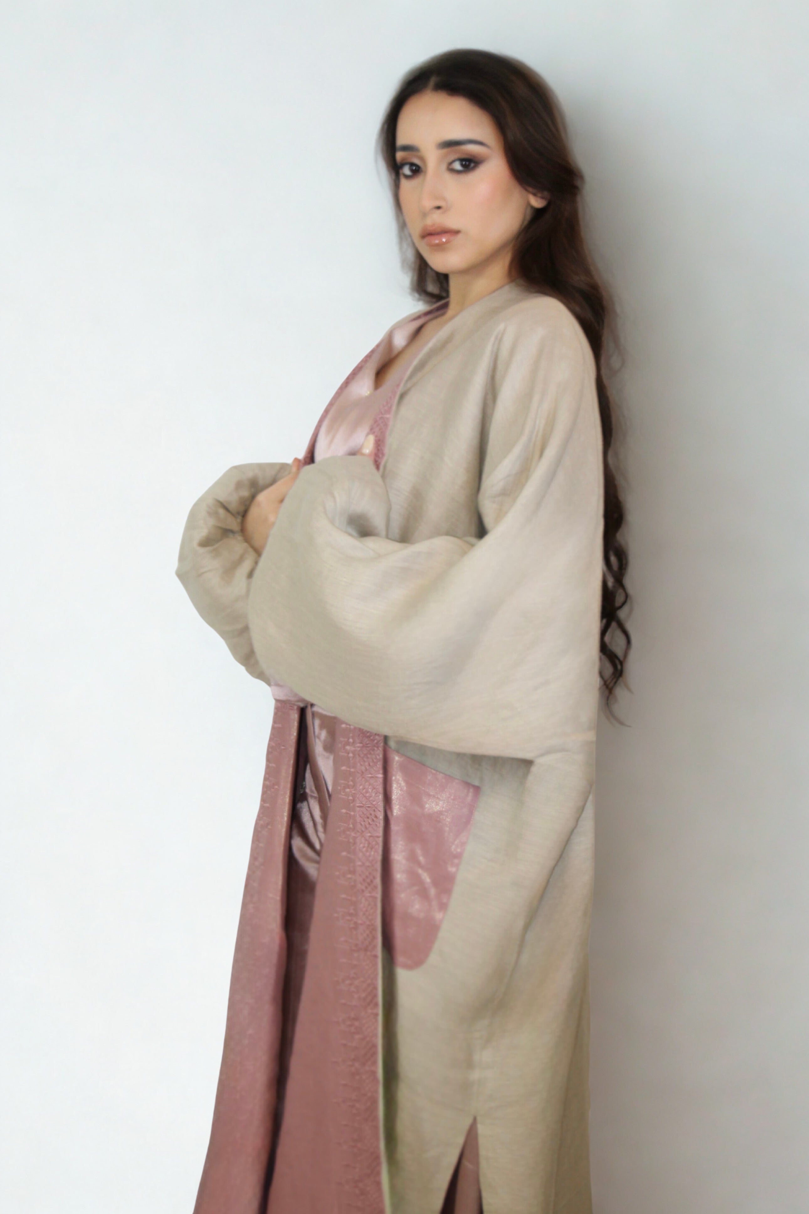 Kimono Réversible Rose & Beige