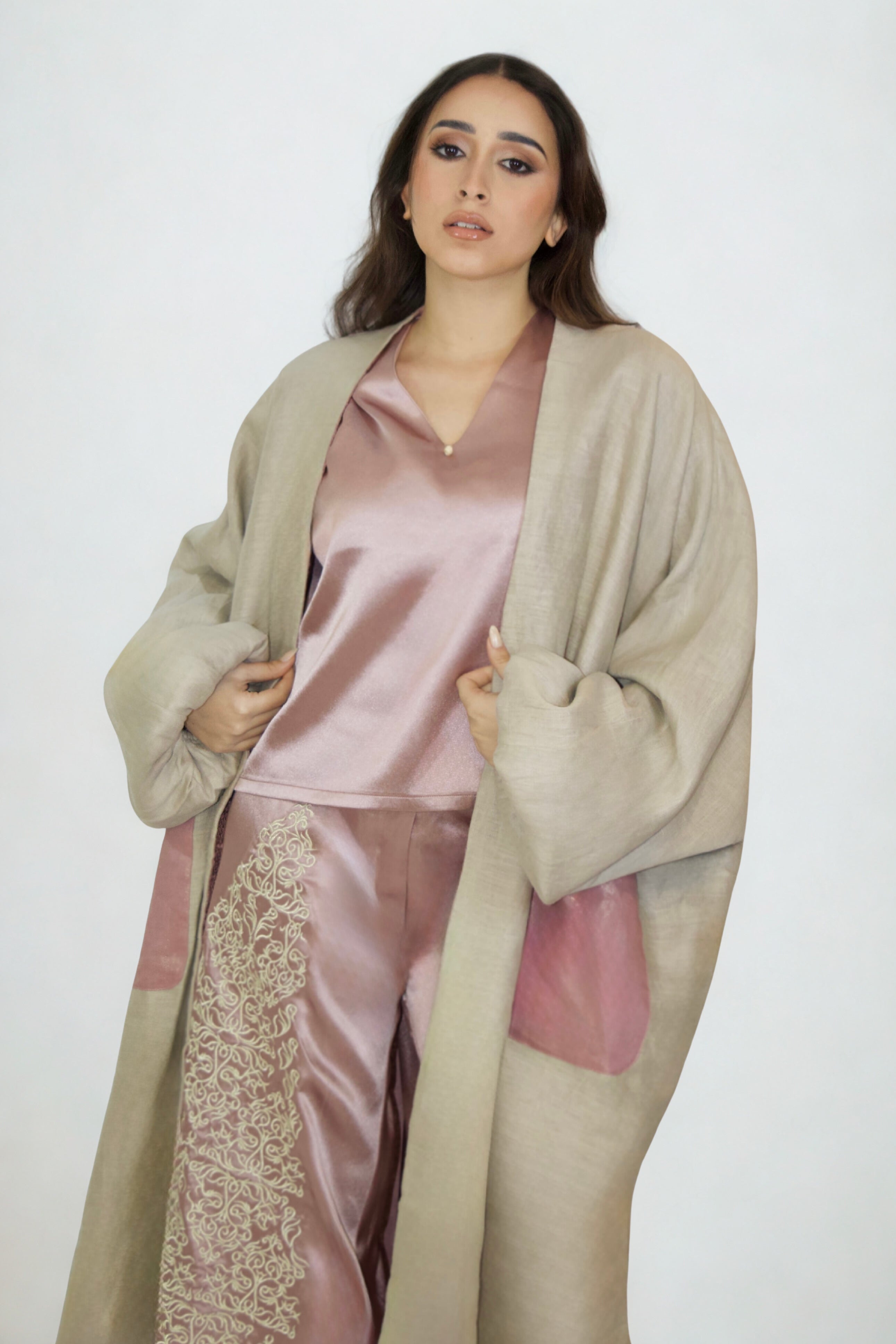 Kimono Réversible Rose & Beige