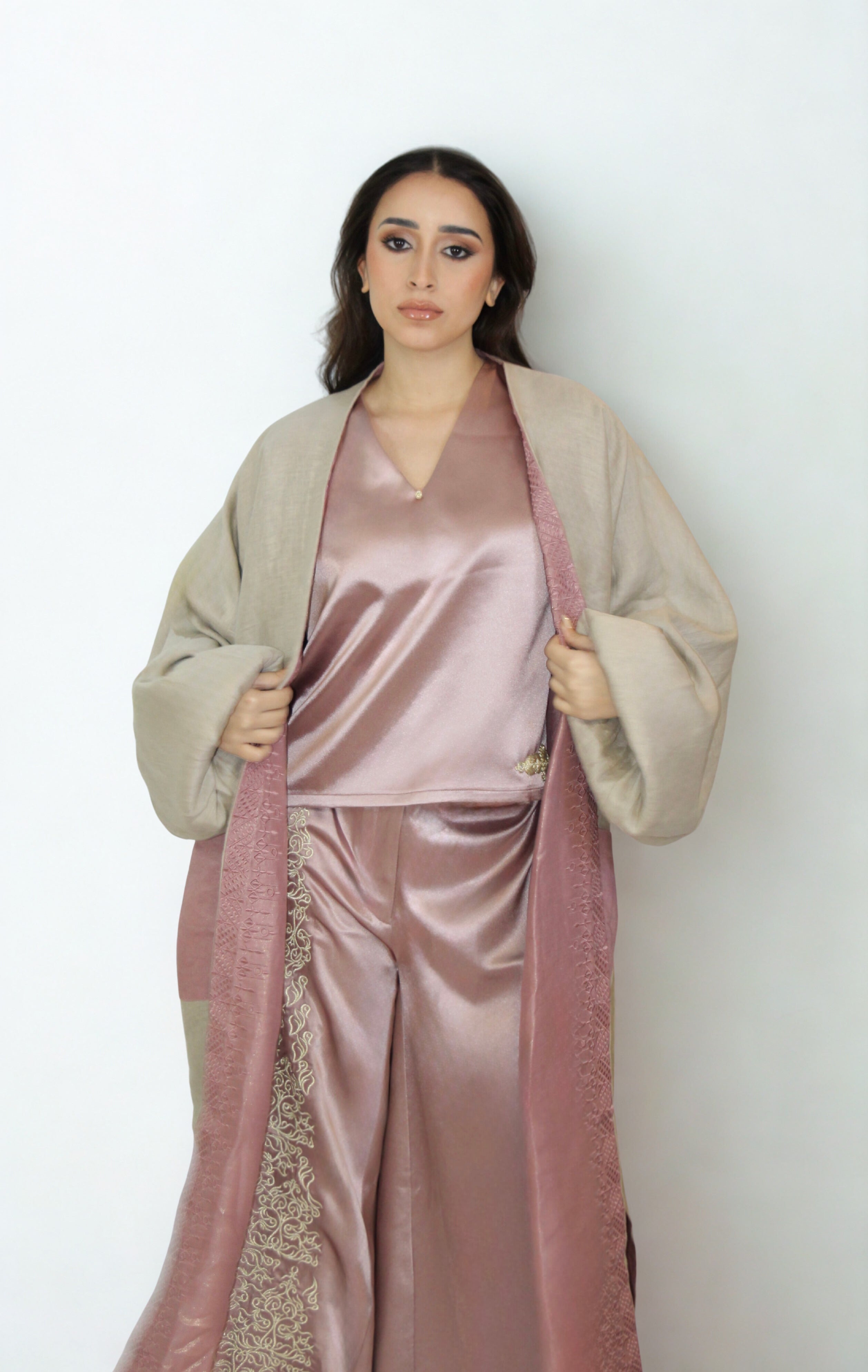 Kimono Réversible Rose & Beige